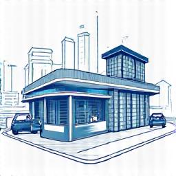 新しい洗車場の建設現場と完成イメージ