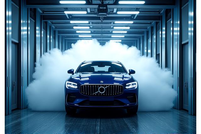 最新設備の洗車機が車を綺麗にする様子